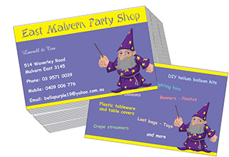 east malvern party shop business cards